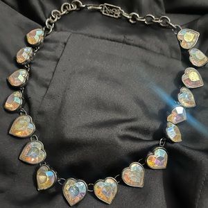 Iridescent ysl Swarovski heart necklace